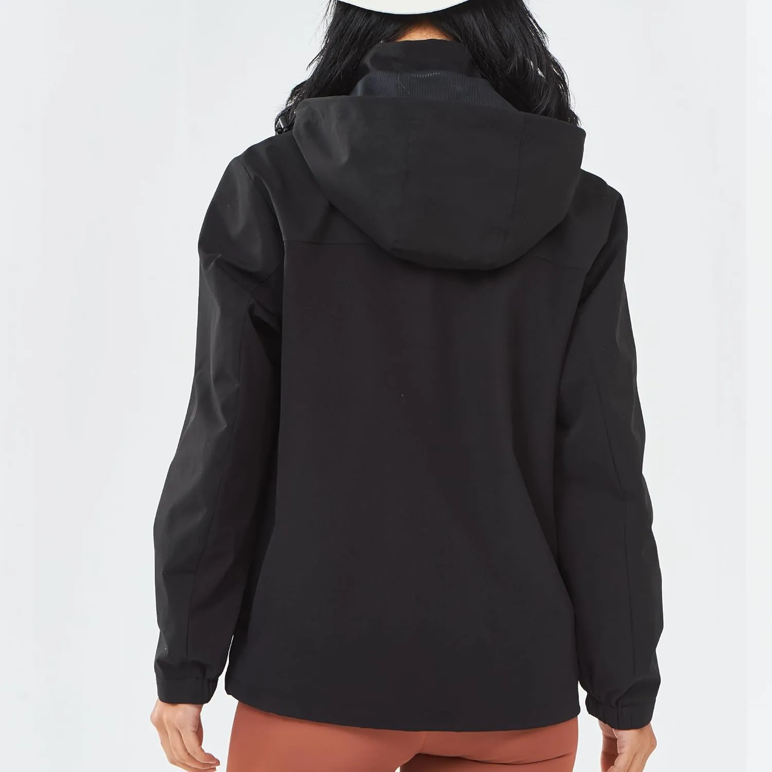 Women's Hooded Jacket Waterproof Breathable Spring Windproof Warm Jacket Lightweight Women