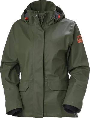 Women's Luna/Gale Waterproof Rain Jacket With Adjustable Packable Hood In Collar, Pockets, And Neoprene Cuffs, 480 Army Green - Medium