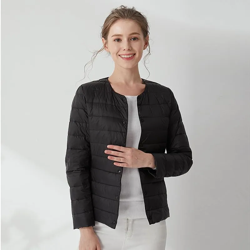Women's Slim Fit Portable Down Jackets 90% Duck Down Crewneck Lightweight Down Jackets