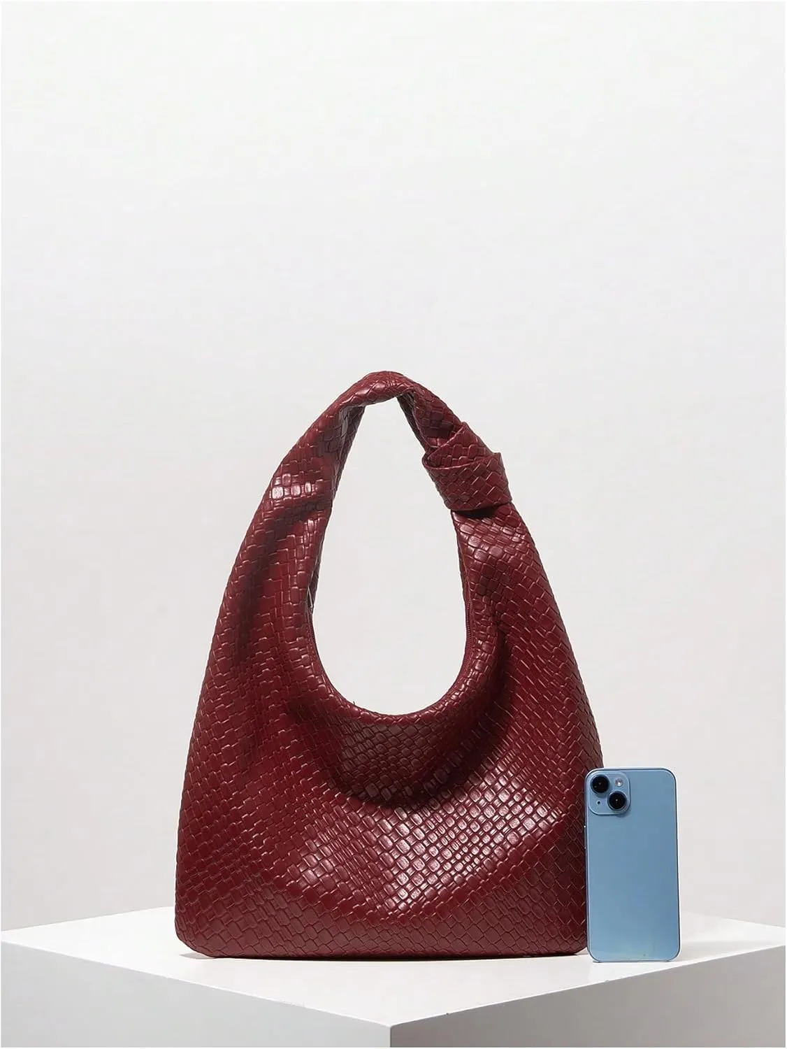 Women's Vintage Weave Tote Handbags Knot Top Handle Underarm Shoulder Bags Purse