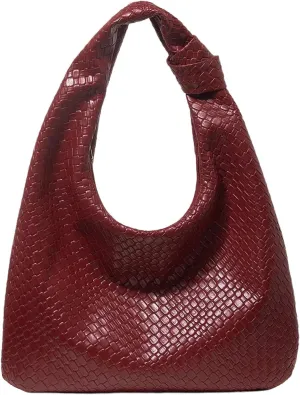 Women's Vintage Weave Tote Handbags Knot Top Handle Underarm Shoulder Bags Purse