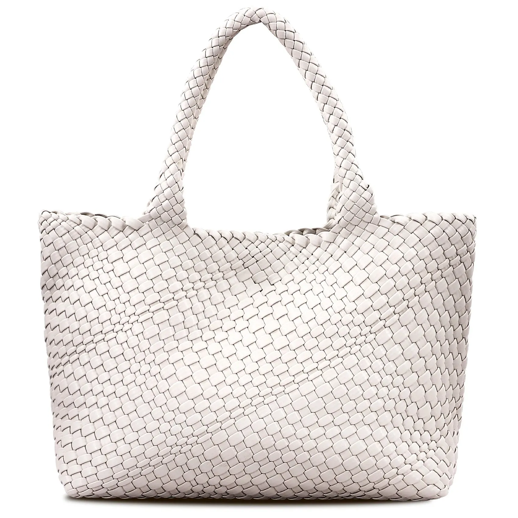 Woven Bags for Women Fashion Top Handle Shoulder Bag Soft Vegan Leather Work Shopper Summer Beach Travel Tote Bag with Purse