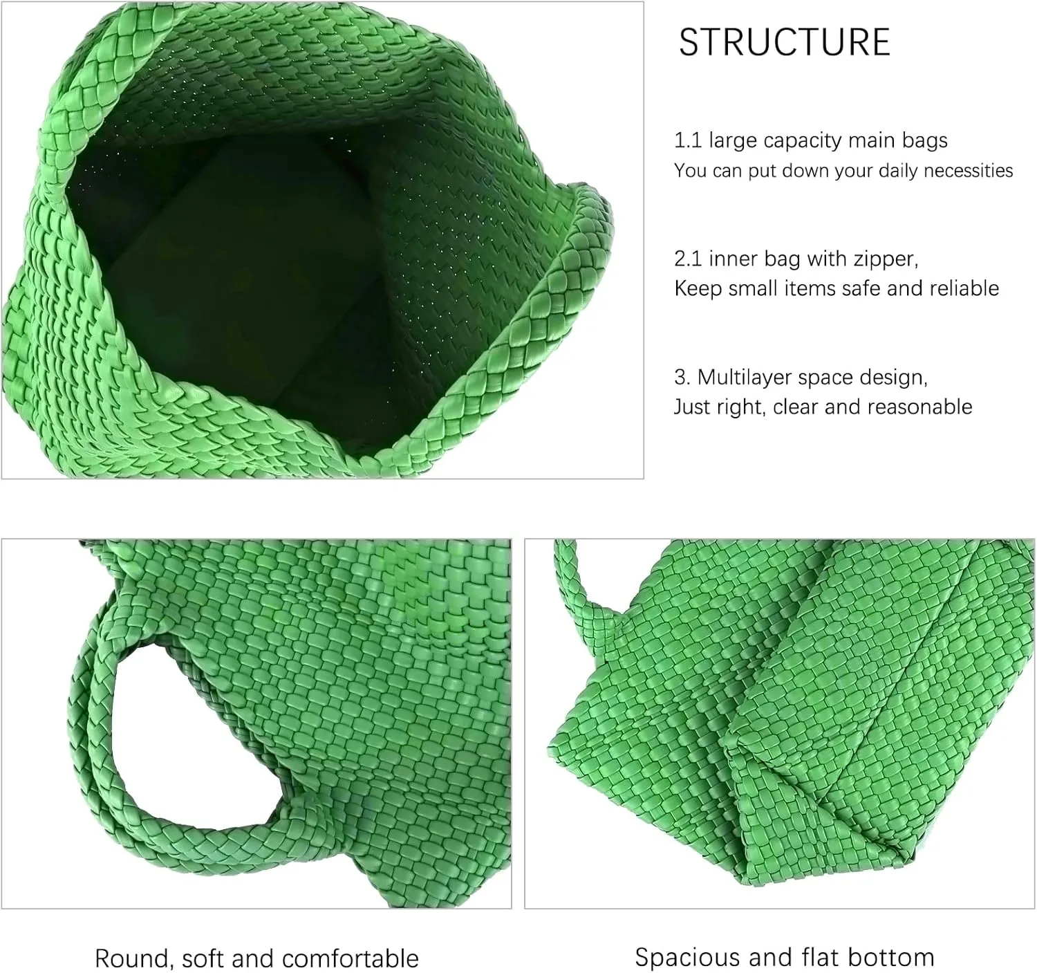 Woven Beach Tote Bag, Women Macaron Soft Leather Weave Handbag with Purse Top-handle Handbag for Work Travel