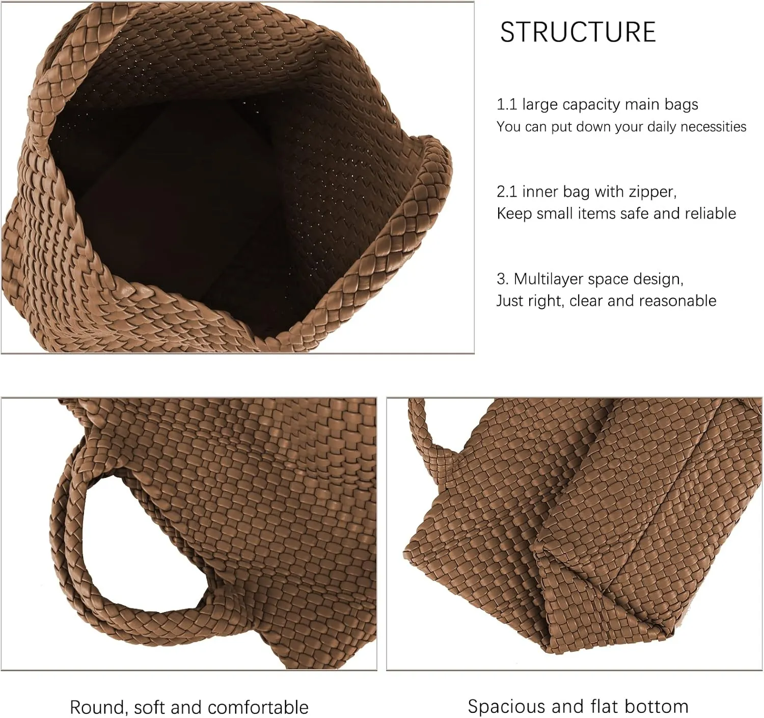 Woven Beach Tote Bag, Women Macaron Soft Leather Weave Handbag with Purse Top-handle Handbag for Work Travel