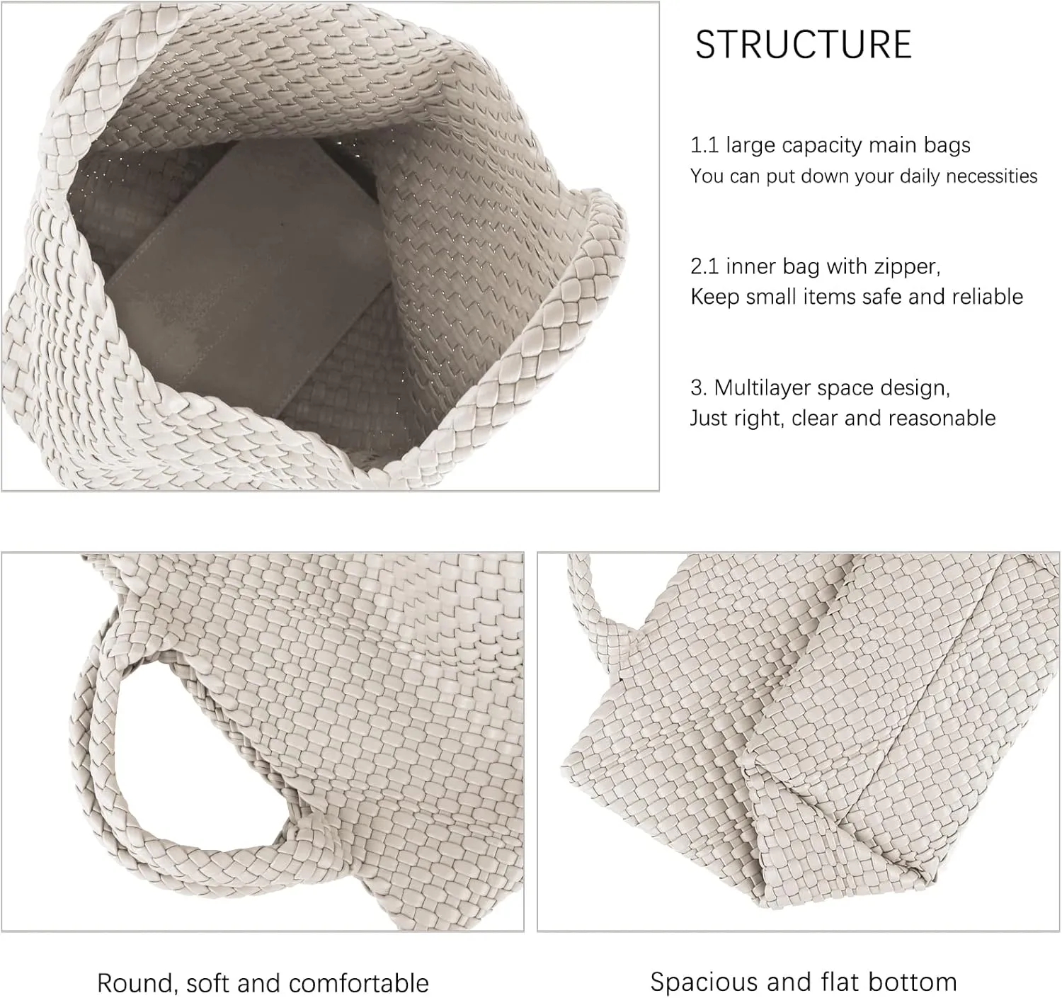 Woven Beach Tote Bag, Women Macaron Soft Leather Weave Handbag with Purse Top-handle Handbag for Work Travel