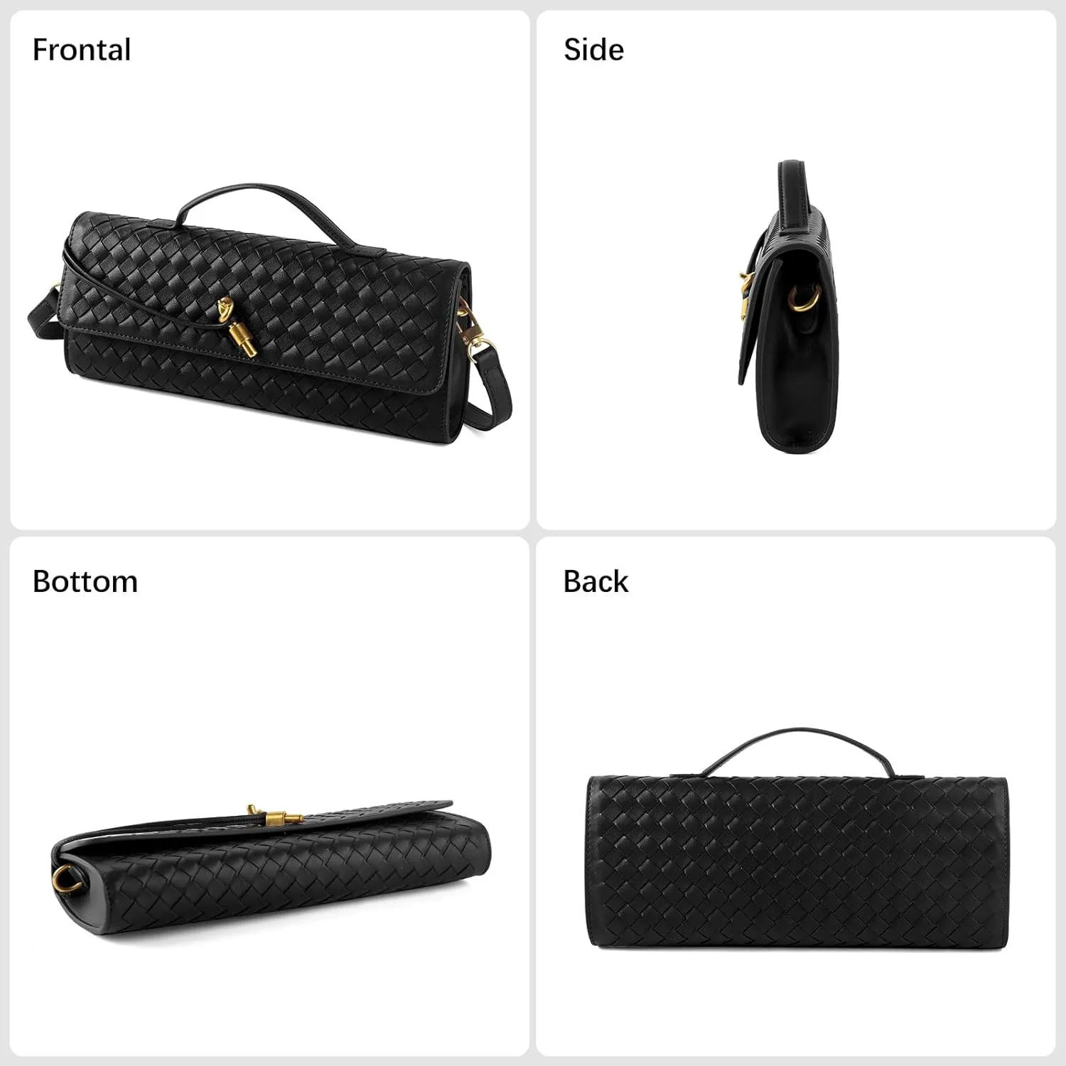 Woven Handbag for Women Evening Bag, Woven Leather Shoulder Handbag Clutch Purse Casual Tote Bags