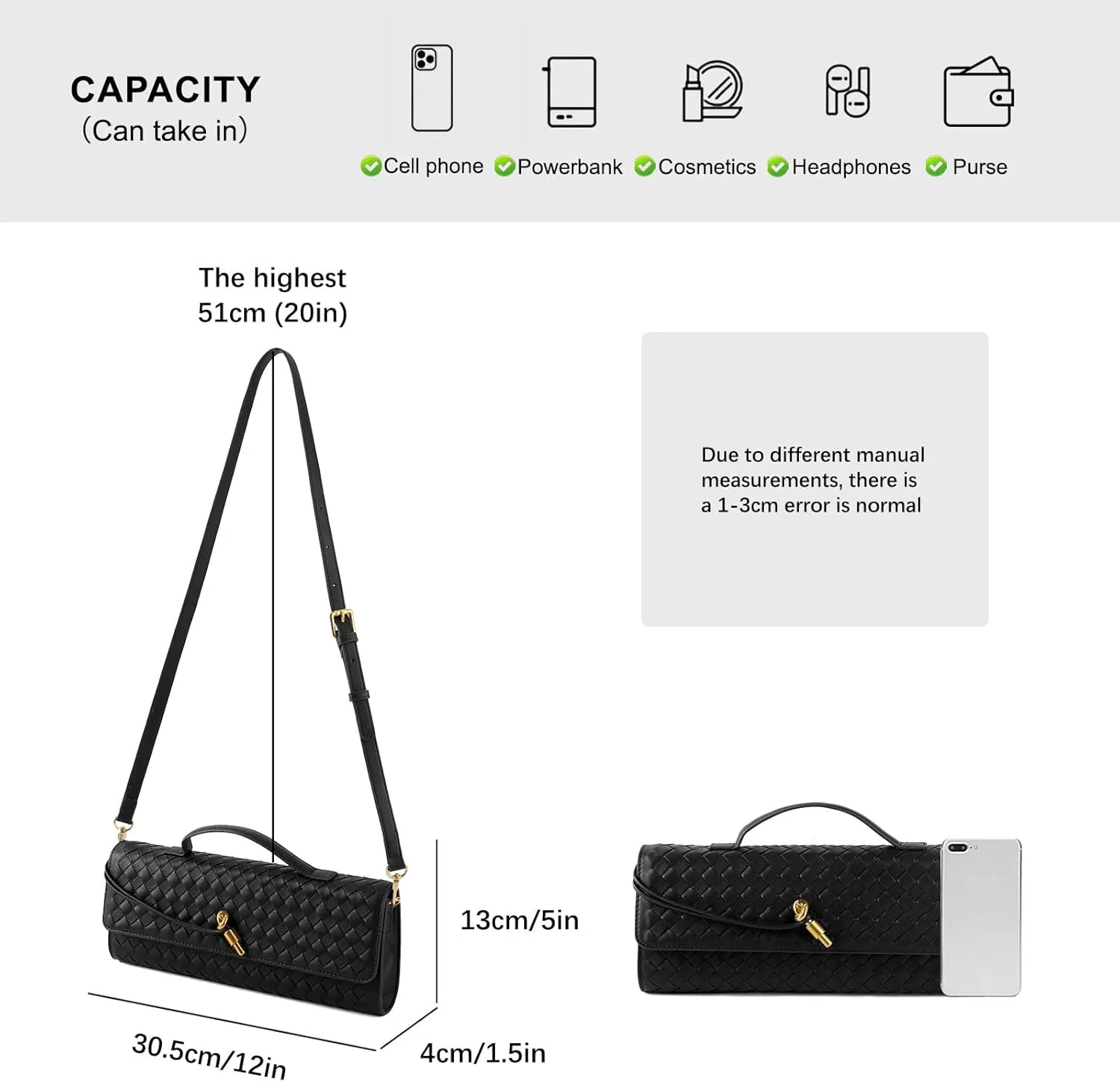 Woven Handbag for Women Evening Bag, Woven Leather Shoulder Handbag Clutch Purse Casual Tote Bags