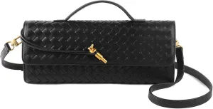 Woven Handbag for Women Evening Bag, Woven Leather Shoulder Handbag Clutch Purse Casual Tote Bags
