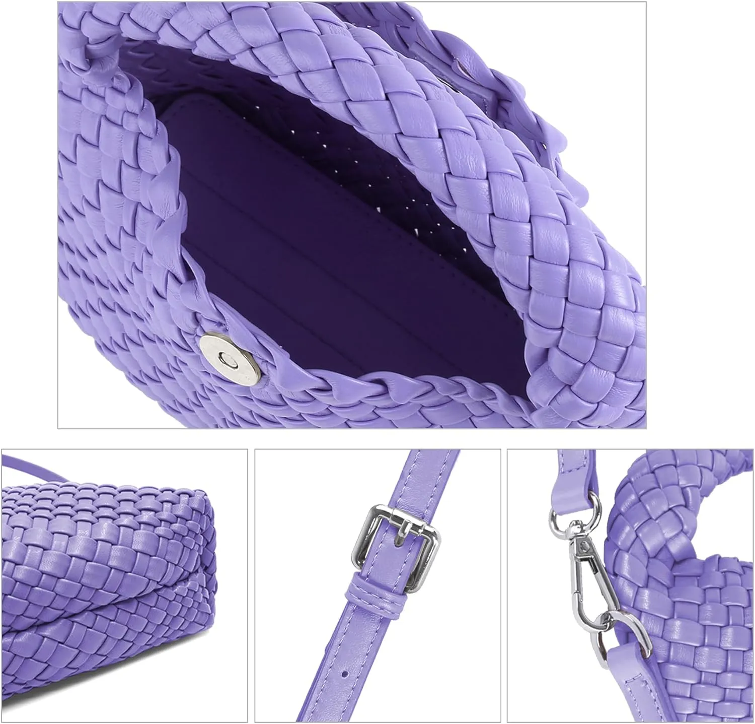 Woven Purse For Women, Small Crossbody Tote Bag with Detachable Shoulder Strap, Girls Top Handle Handbag