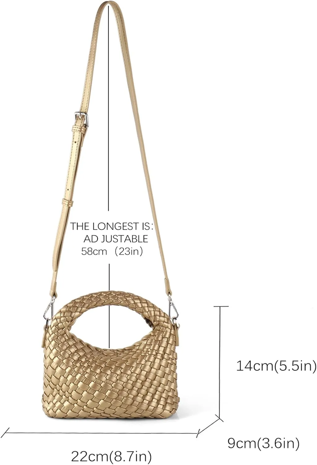 Woven Purse For Women, Small Crossbody Tote Bag with Detachable Shoulder Strap, Girls Top Handle Handbag