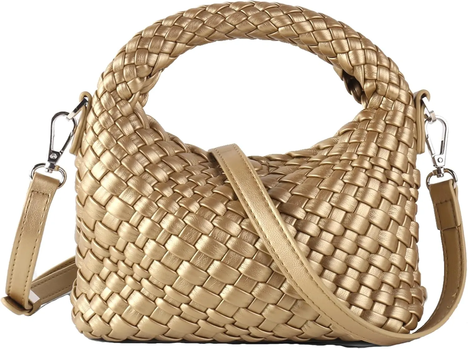 Woven Purse For Women, Small Crossbody Tote Bag with Detachable Shoulder Strap, Girls Top Handle Handbag