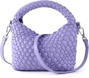 Woven Purse For Women, Small Crossbody Tote Bag with Detachable Shoulder Strap, Girls Top Handle Handbag