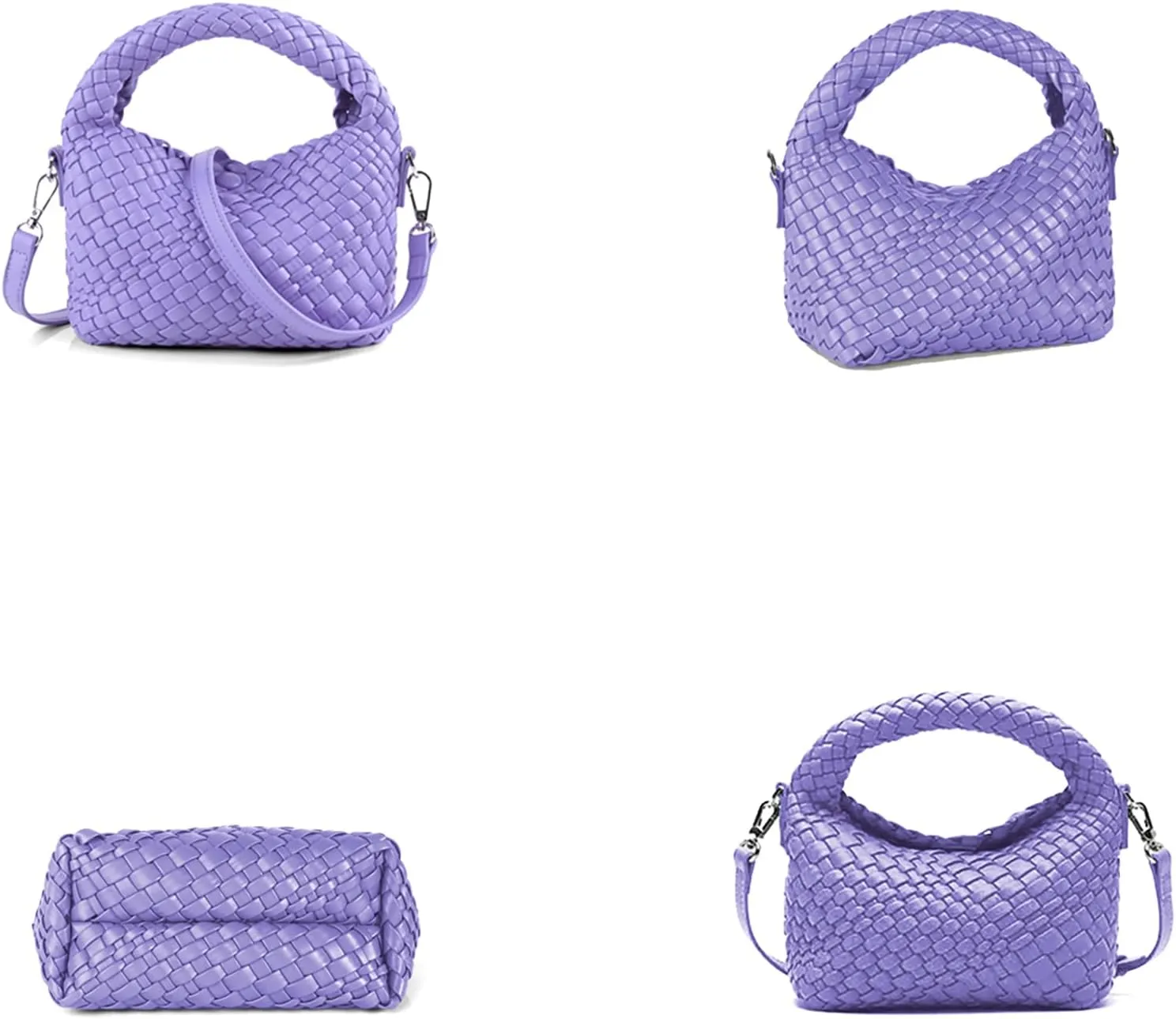Woven Purse For Women, Small Crossbody Tote Bag with Detachable Shoulder Strap, Girls Top Handle Handbag