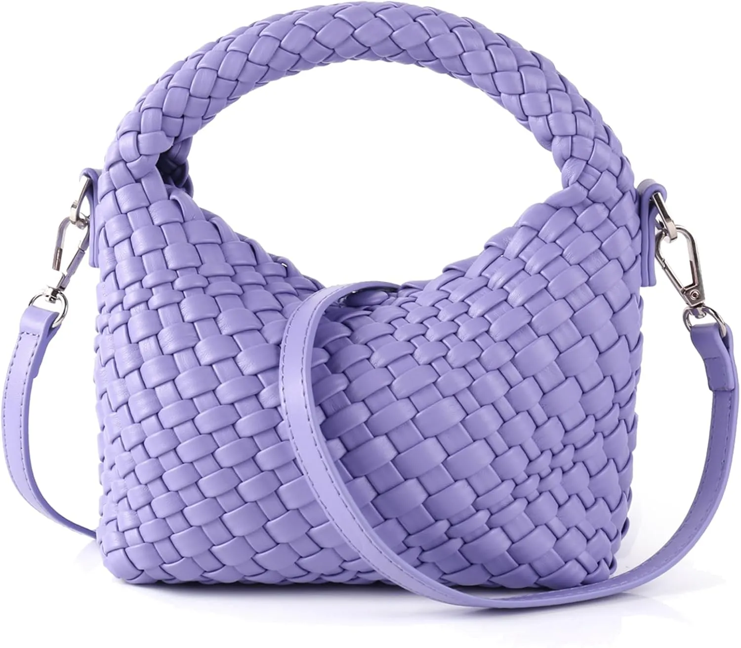 Woven Purse For Women, Small Crossbody Tote Bag with Detachable Shoulder Strap, Girls Top Handle Handbag