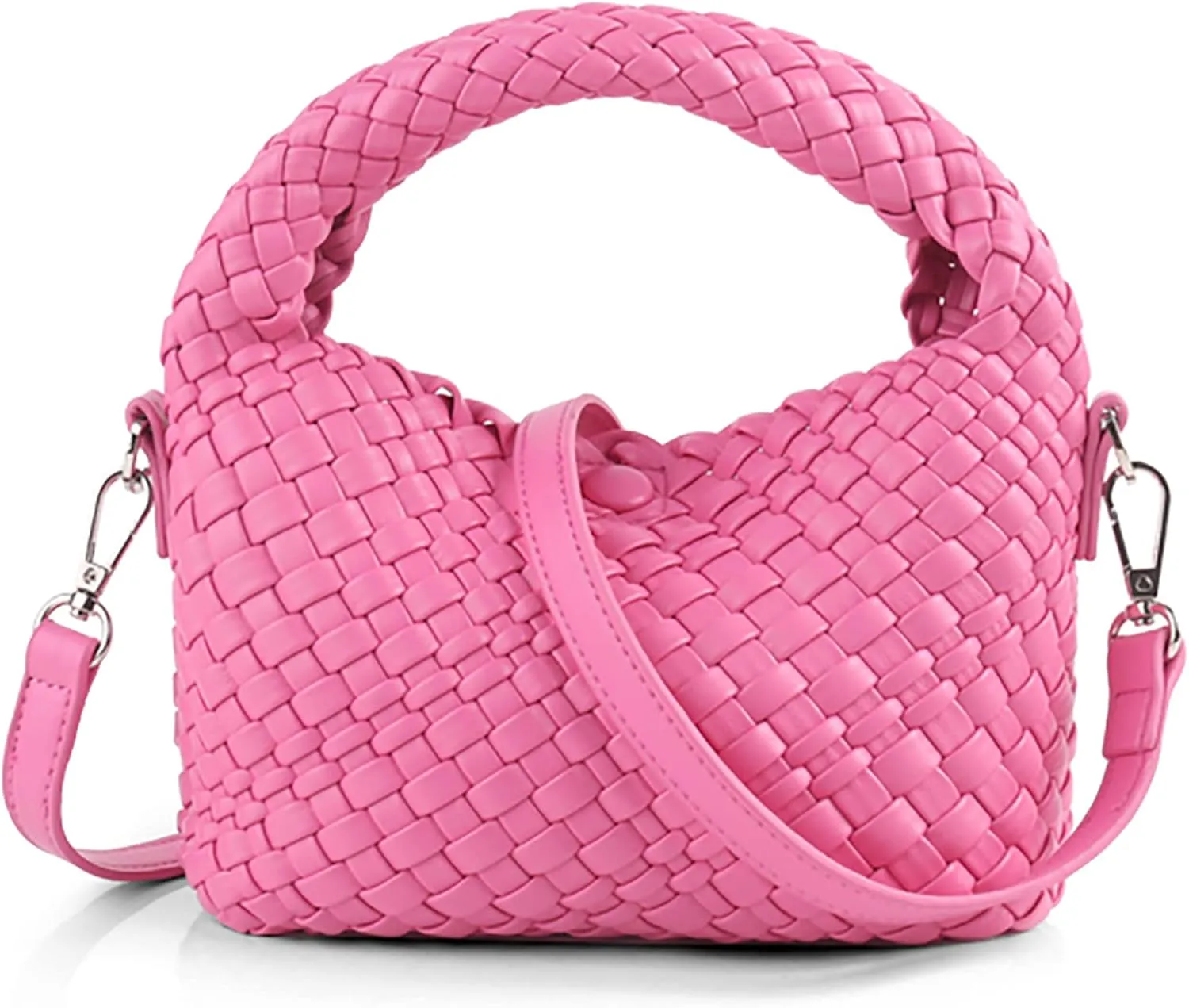 Woven Purse For Women, Small Crossbody Tote Bag with Detachable Shoulder Strap, Girls Top Handle Handbag