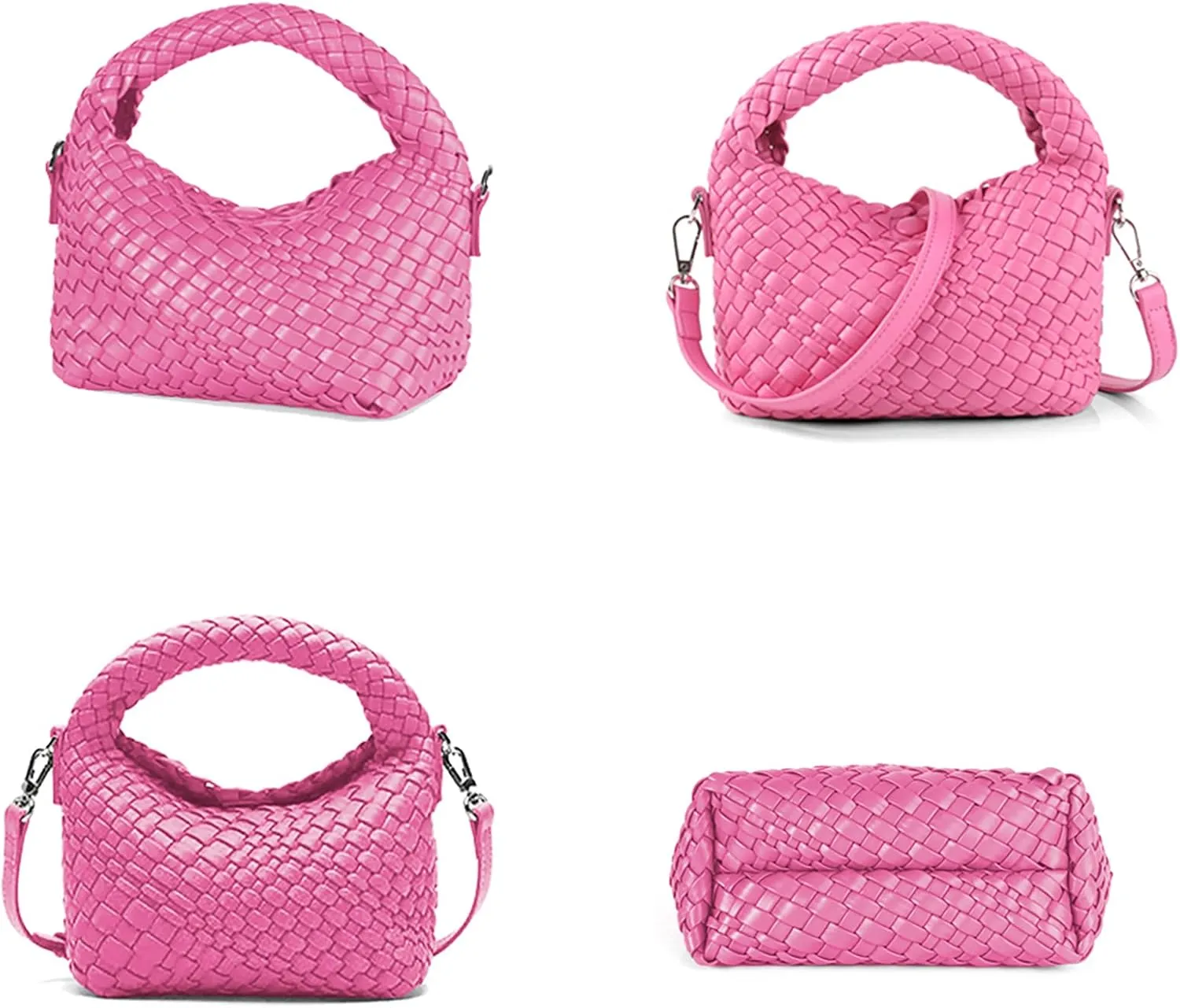 Woven Purse For Women, Small Crossbody Tote Bag with Detachable Shoulder Strap, Girls Top Handle Handbag