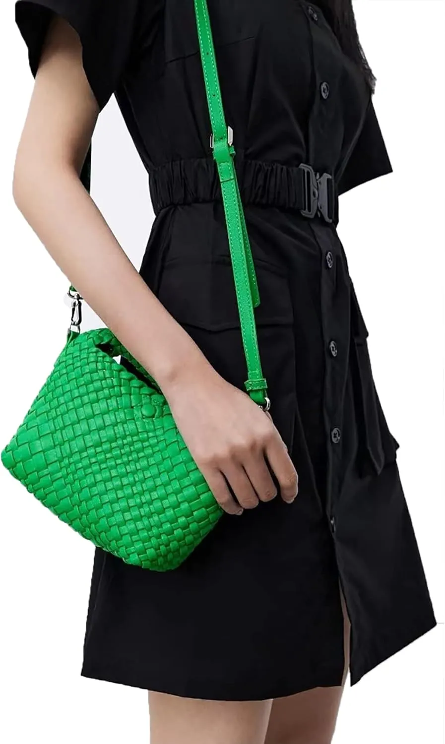 Woven Purse For Women, Small Crossbody Tote Bag with Detachable Shoulder Strap, Girls Top Handle Handbag