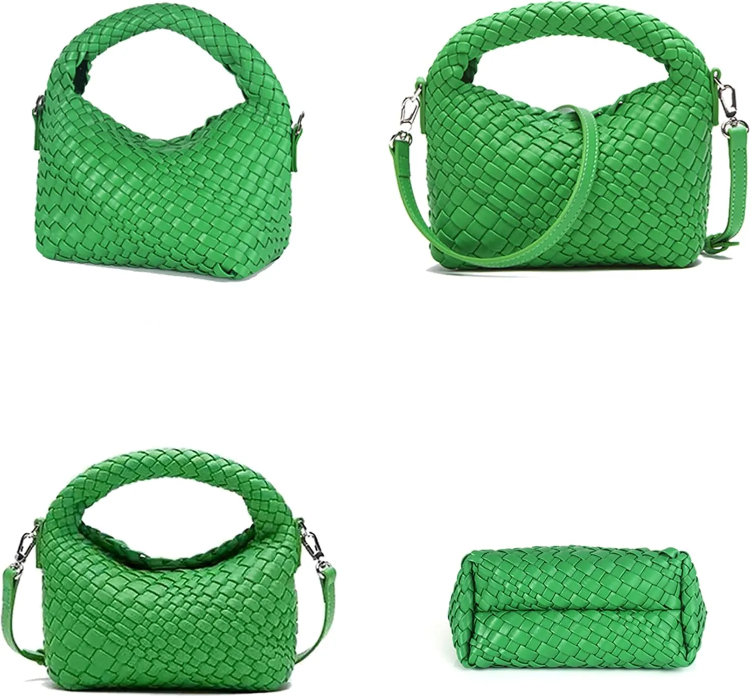 Woven Purse For Women, Small Crossbody Tote Bag with Detachable Shoulder Strap, Girls Top Handle Handbag