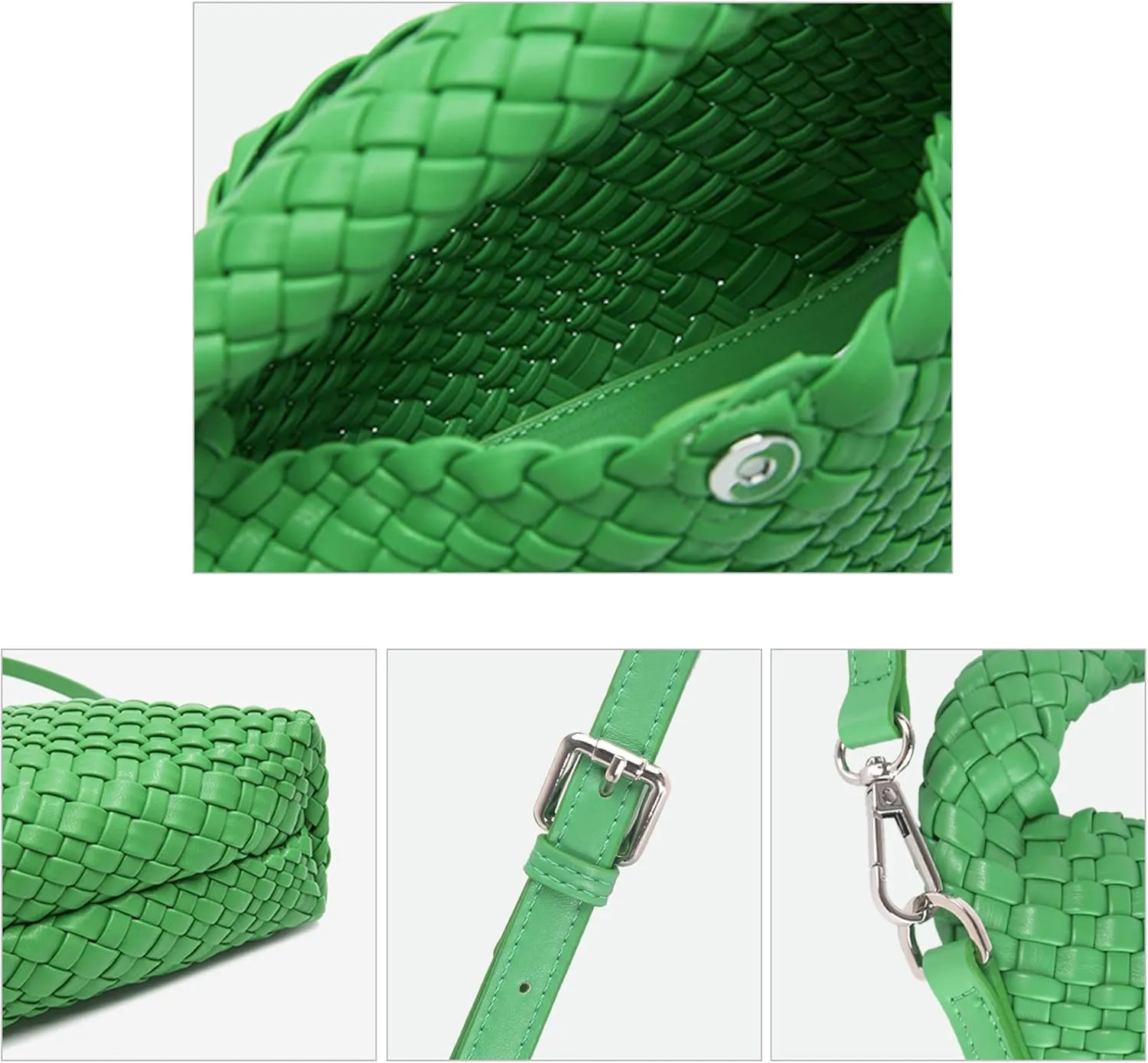 Woven Purse For Women, Small Crossbody Tote Bag with Detachable Shoulder Strap, Girls Top Handle Handbag