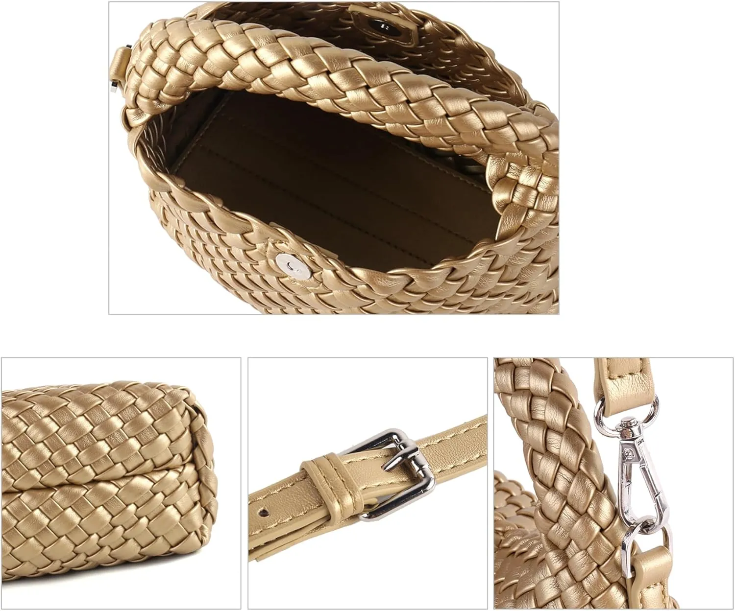 Woven Purse For Women, Small Crossbody Tote Bag with Detachable Shoulder Strap, Girls Top Handle Handbag