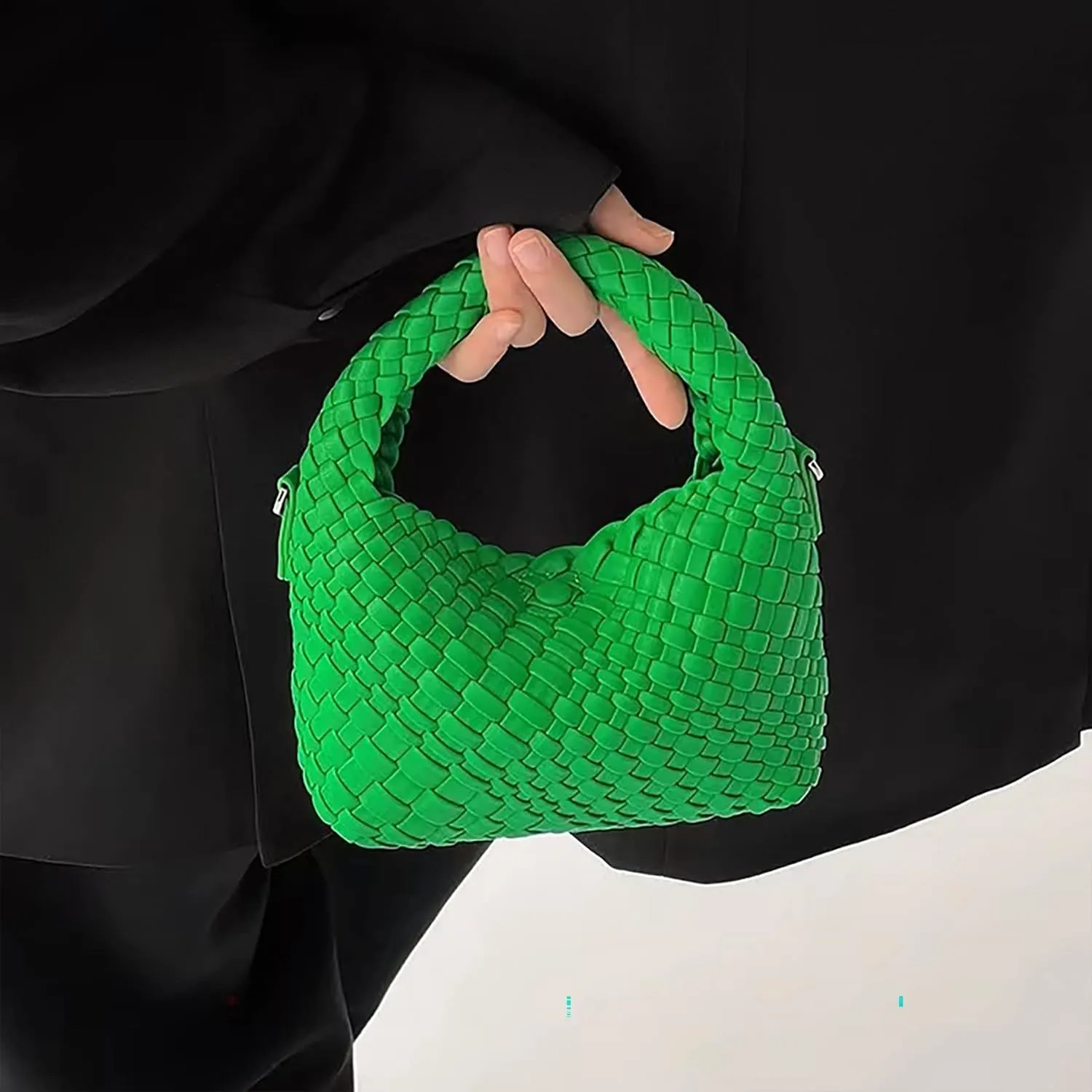 Woven Purse For Women, Small Crossbody Tote Bag with Detachable Shoulder Strap, Girls Top Handle Handbag