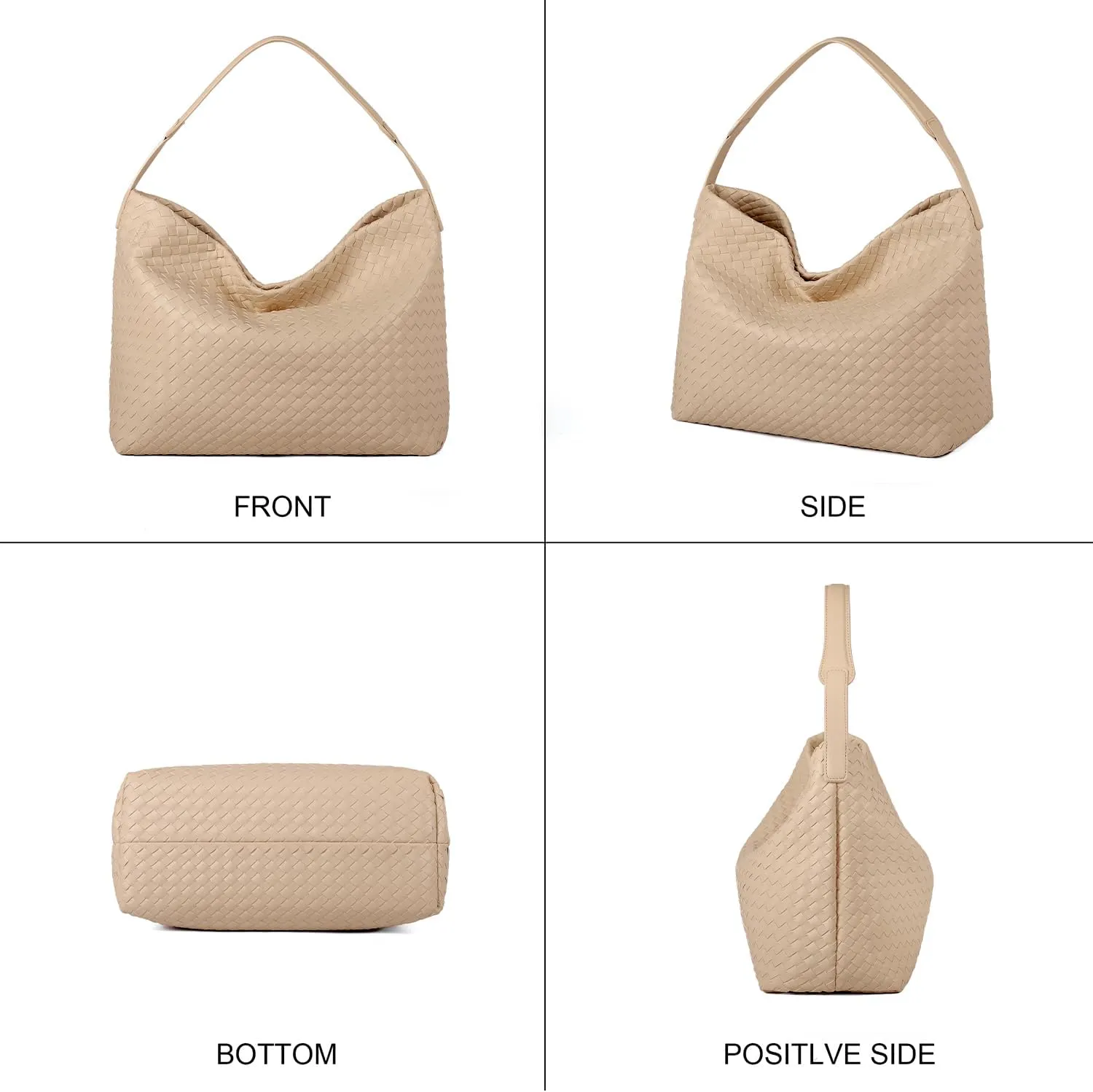 Woven Tote Bag for Women, Lightweight Vegan Leather Crossbody Purse Large shoulder handbag for Travel, Work
