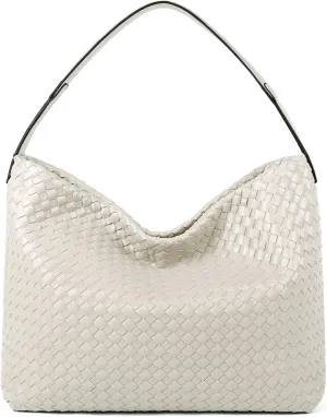 Woven Tote Bag for Women, Lightweight Vegan Leather Crossbody Purse Large shoulder handbag for Travel, Work