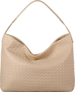 Woven Tote Bag for Women, Lightweight Vegan Leather Crossbody Purse Large shoulder handbag for Travel, Work
