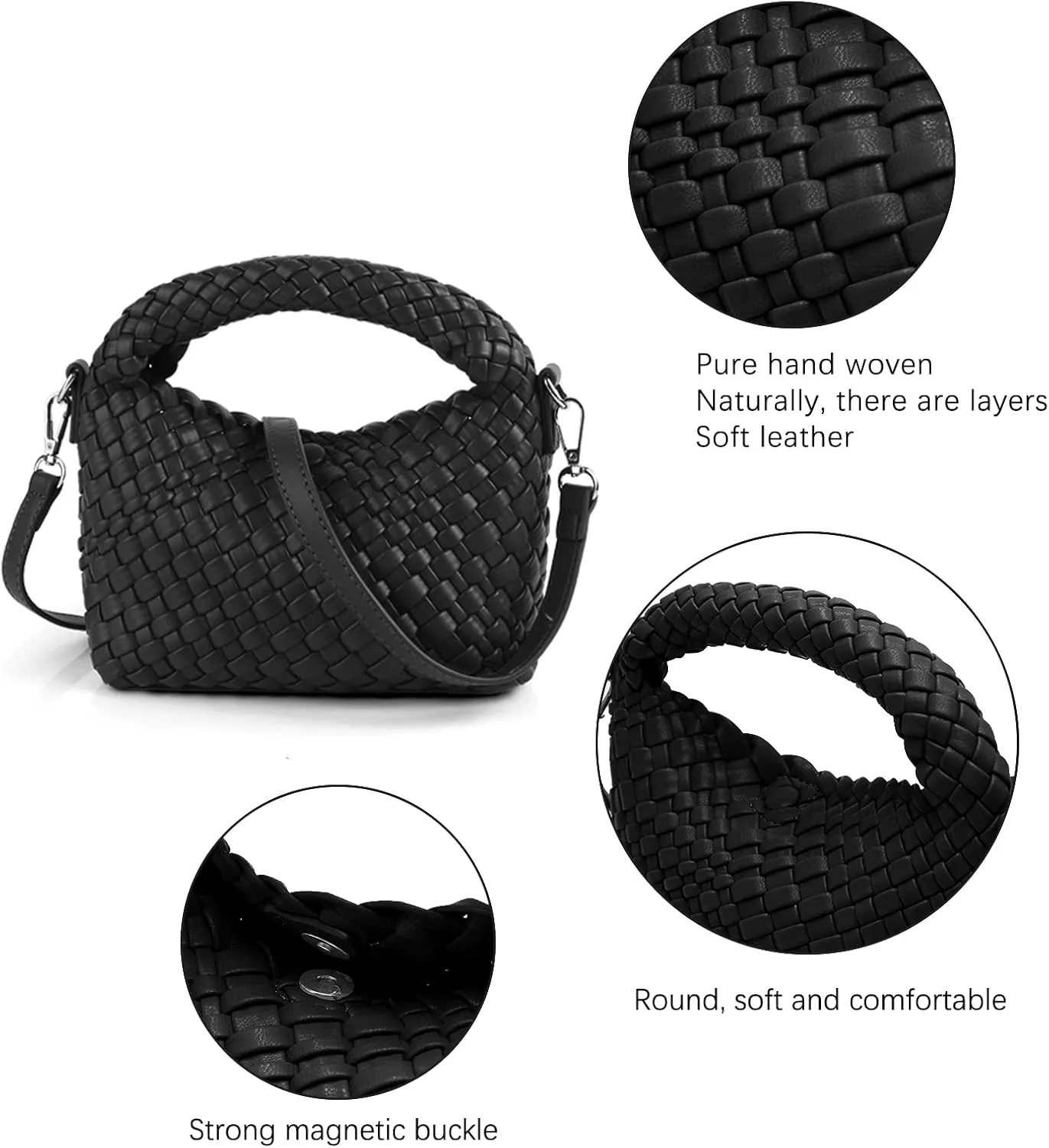 Woven Tote Bag for Women Soft Leather Tote Handbags Fashion Woven Shoulder Bag for Women Daily，Shopping