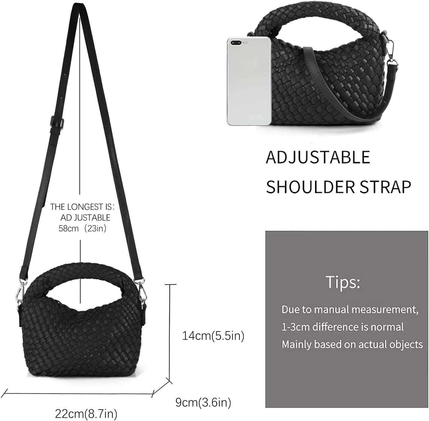 Woven Tote Bag for Women Soft Leather Tote Handbags Fashion Woven Shoulder Bag for Women Daily，Shopping