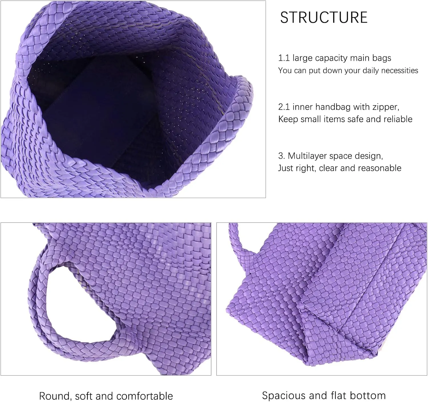 Woven Tote Bag, Women Macaron Soft Leather Weave Handbag Purse Wrist Bag Large Capacity Work Shopping Travel Daily