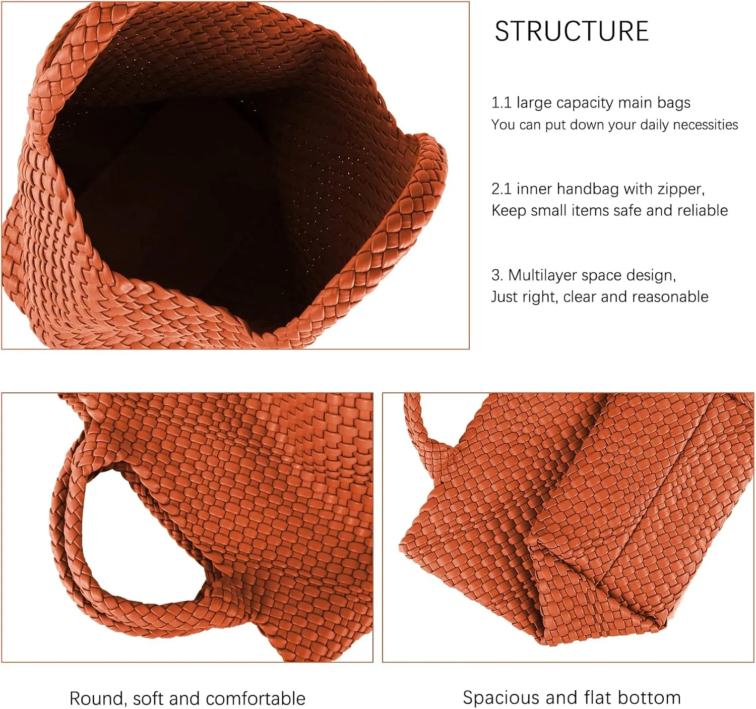 Woven Tote Bag, Women Macaron Soft Leather Weave Handbag Purse Wrist Bag Large Capacity Work Shopping Travel Daily