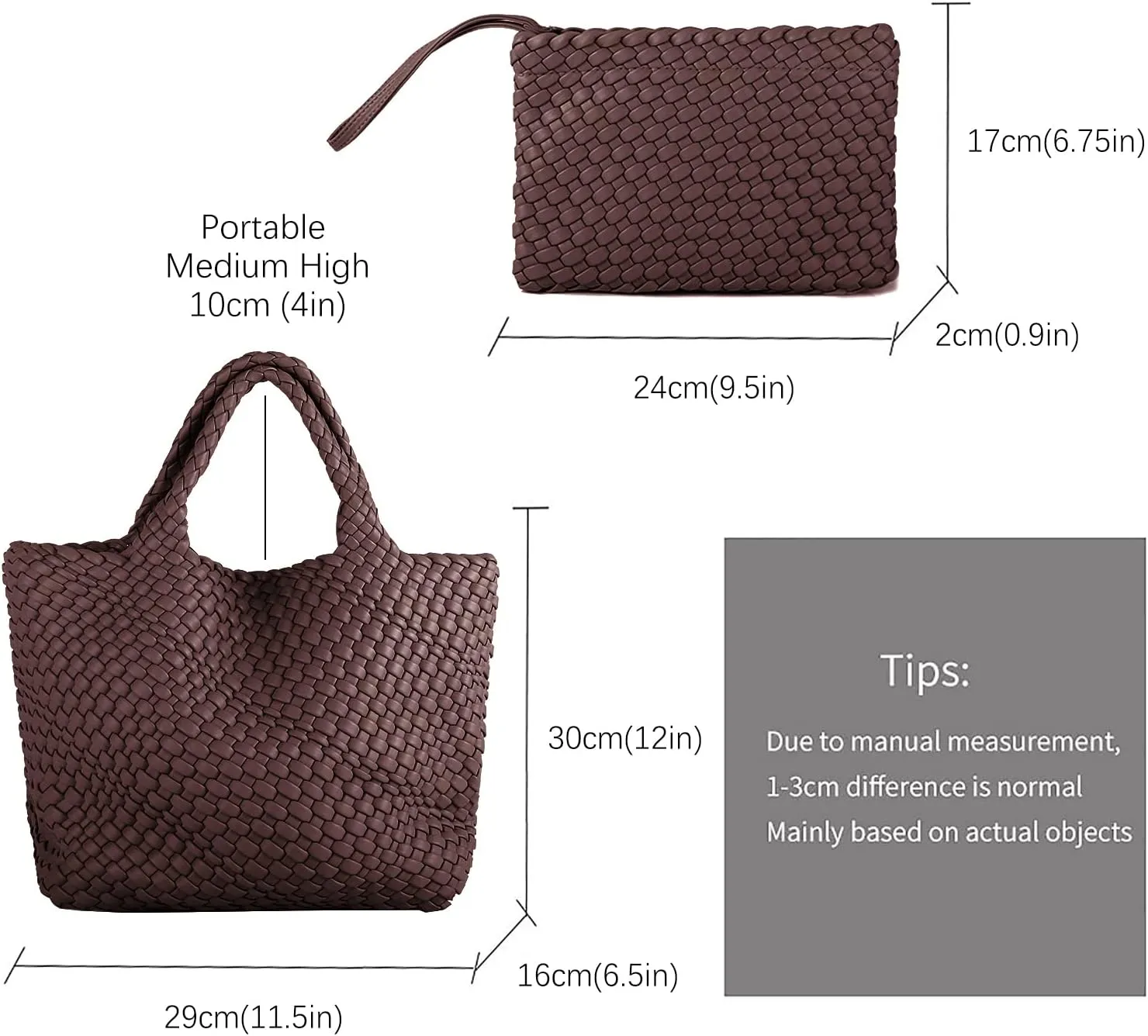 Woven Tote Bag, Women Macaron Soft Leather Weave Handbag Purse Wrist Bag Large Capacity Work Shopping Travel Daily