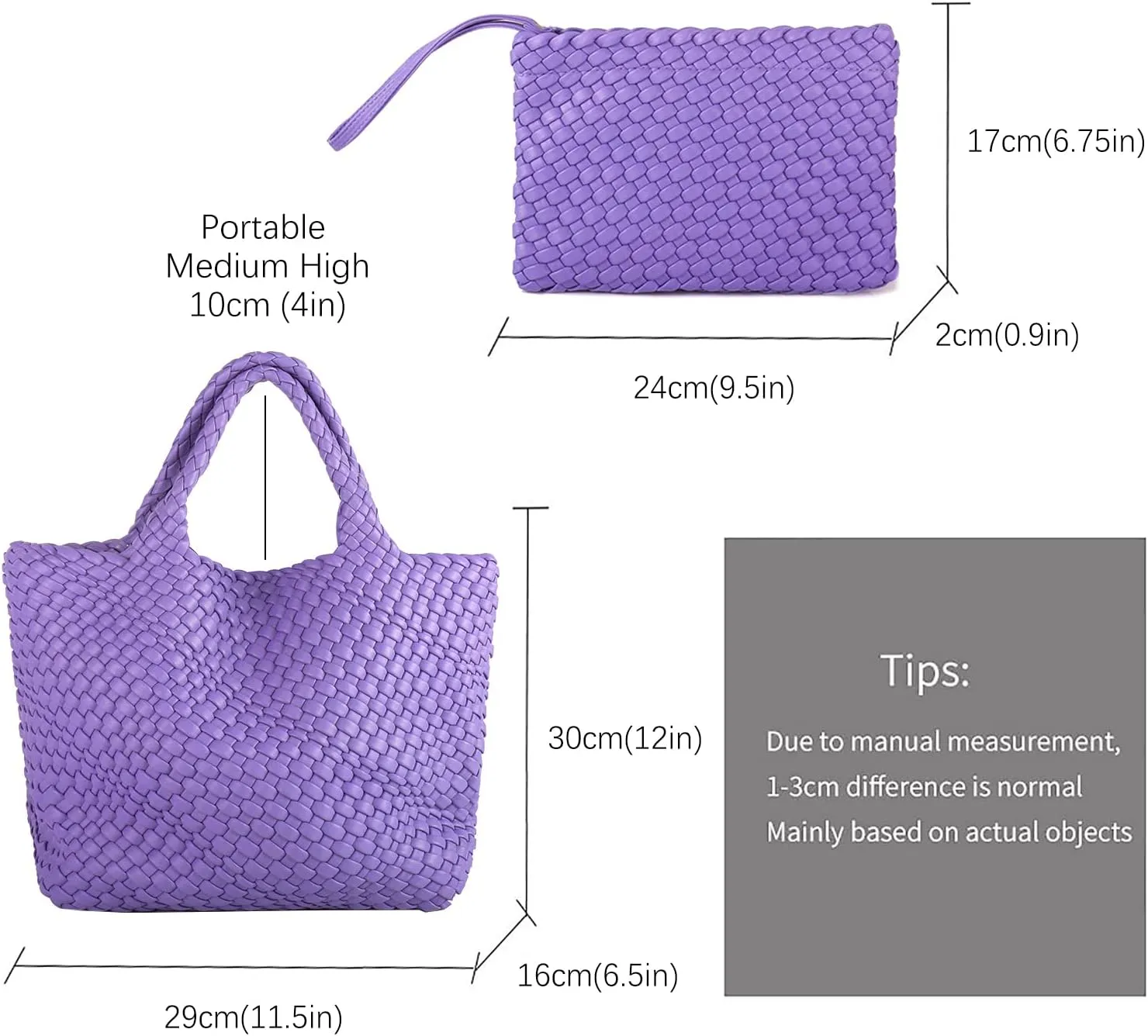Woven Tote Bag, Women Macaron Soft Leather Weave Handbag Purse Wrist Bag Large Capacity Work Shopping Travel Daily