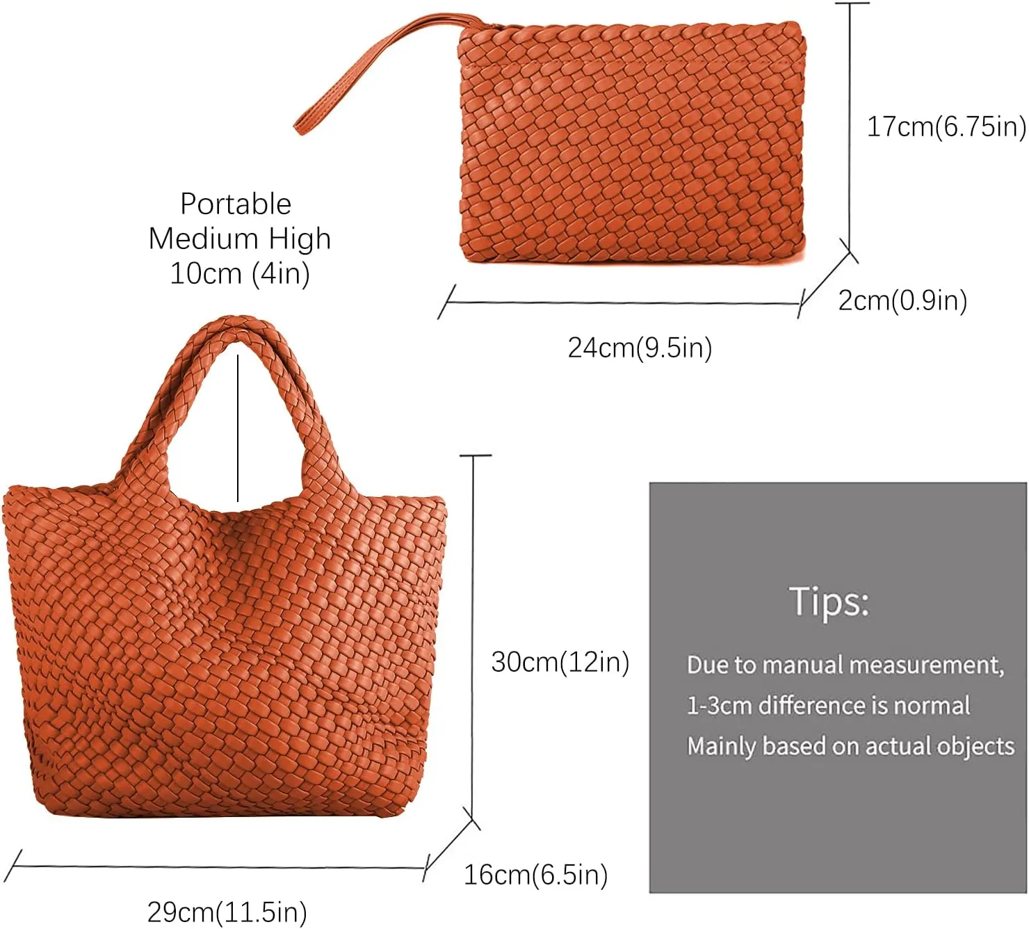 Woven Tote Bag, Women Macaron Soft Leather Weave Handbag Purse Wrist Bag Large Capacity Work Shopping Travel Daily