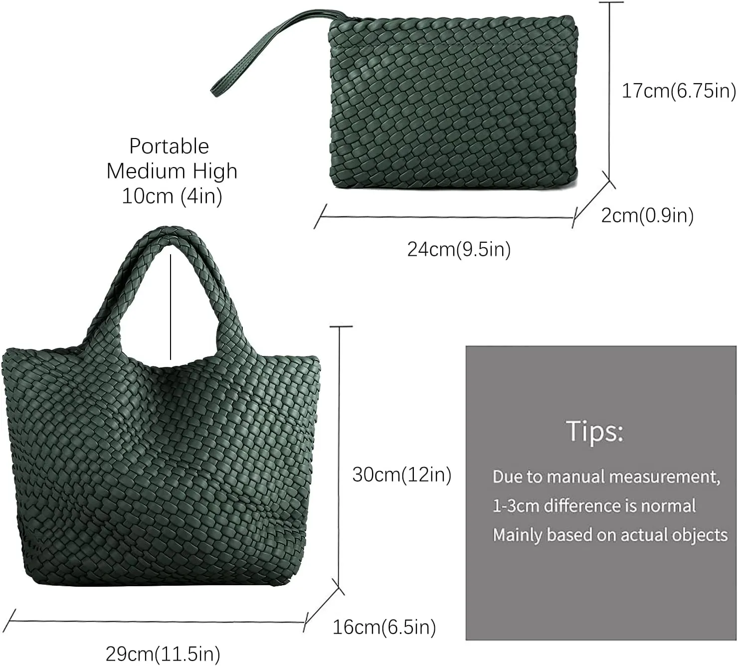 Woven Tote Bag, Women Macaron Soft Leather Weave Handbag Purse Wrist Bag Large Capacity Work Shopping Travel Daily
