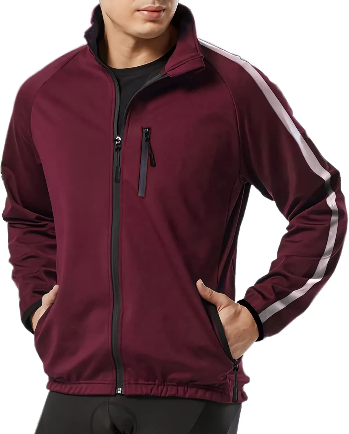 Wulibike Cycling Jackets for Men, Reflective Running Jacket Men Winter Cold Weather Cycling Clothing Full Zip with Pockets
