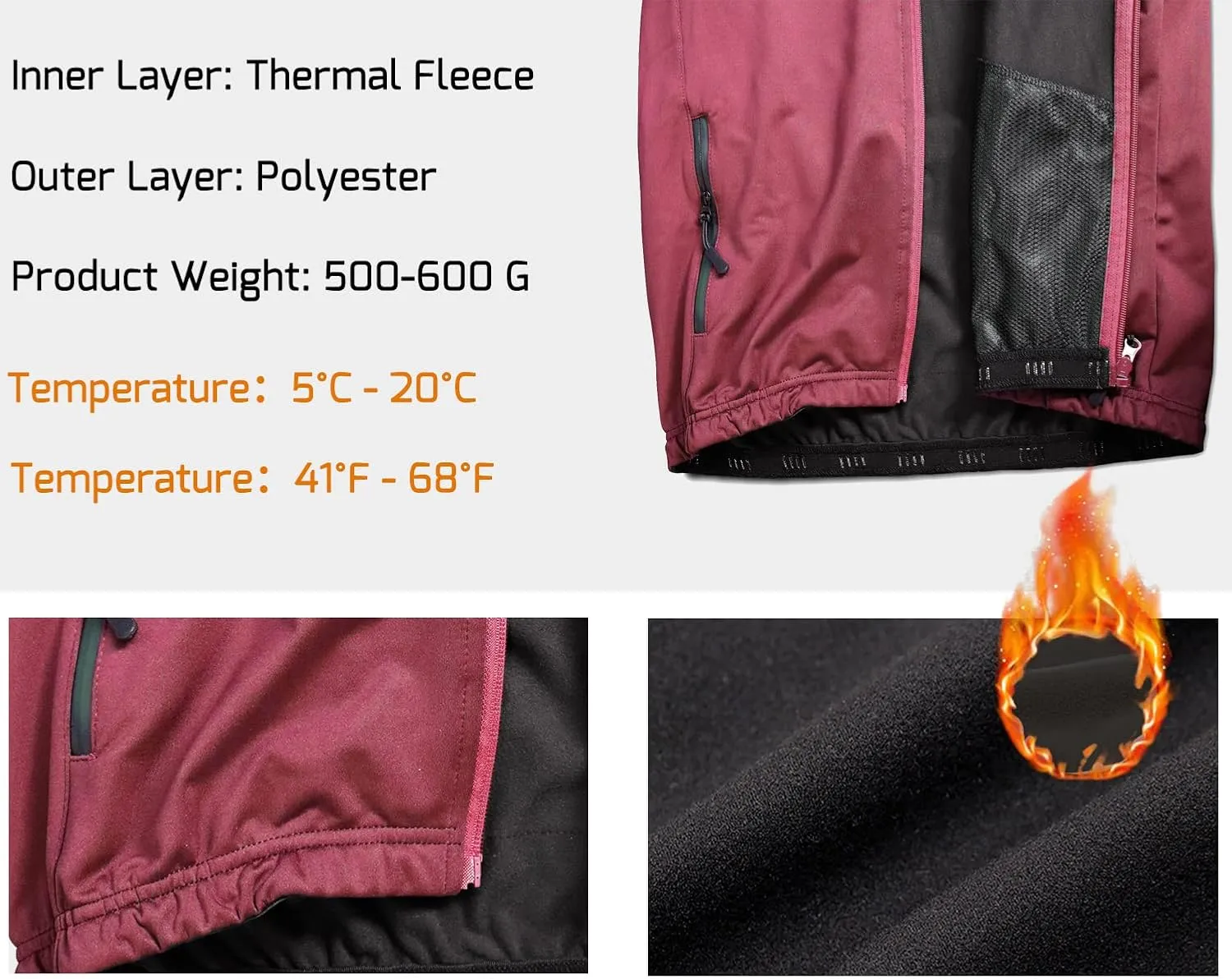 Wulibike Cycling Jackets for Men, Reflective Running Jacket Men Winter Cold Weather Cycling Clothing Full Zip with Pockets