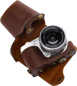 XEVN for Sony ZV-E10 case,for Sony ZV-E10 case,Premium PU Full Body Leather Camera Case Bag for Sony Alpha ZV-E10 Fit 16-50mm Lens with Camera Shoulder Strap