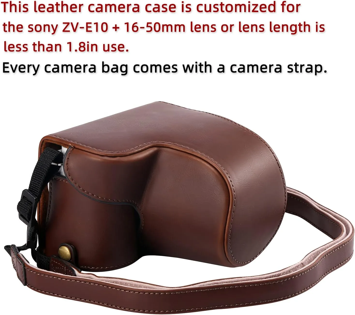 XEVN for Sony ZV-E10 case,for Sony ZV-E10 case,Premium PU Full Body Leather Camera Case Bag for Sony Alpha ZV-E10 Fit 16-50mm Lens with Camera Shoulder Strap