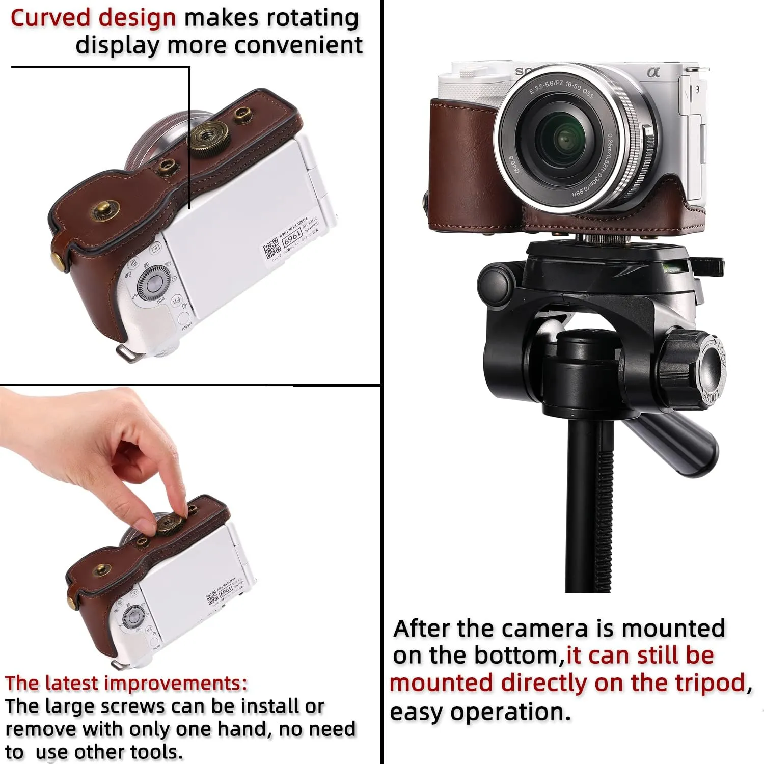 XEVN for Sony ZV-E10 case,for Sony ZV-E10 case,Premium PU Full Body Leather Camera Case Bag for Sony Alpha ZV-E10 Fit 16-50mm Lens with Camera Shoulder Strap