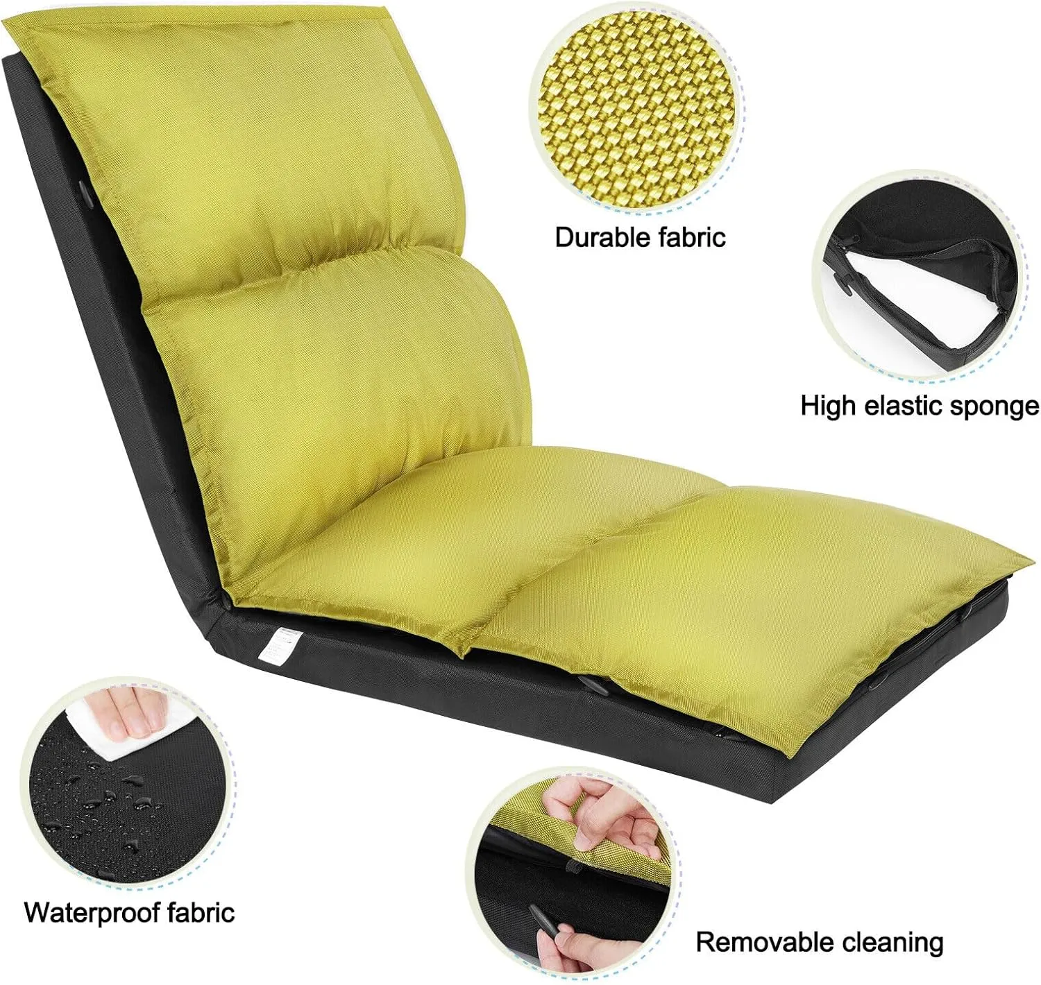 XK Foldable Camping Floor Lounge Padded Chair Couch for Outdoor Travel