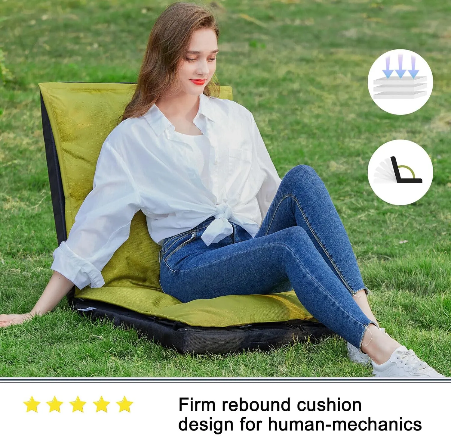 XK Foldable Camping Floor Lounge Padded Chair Couch for Outdoor Travel