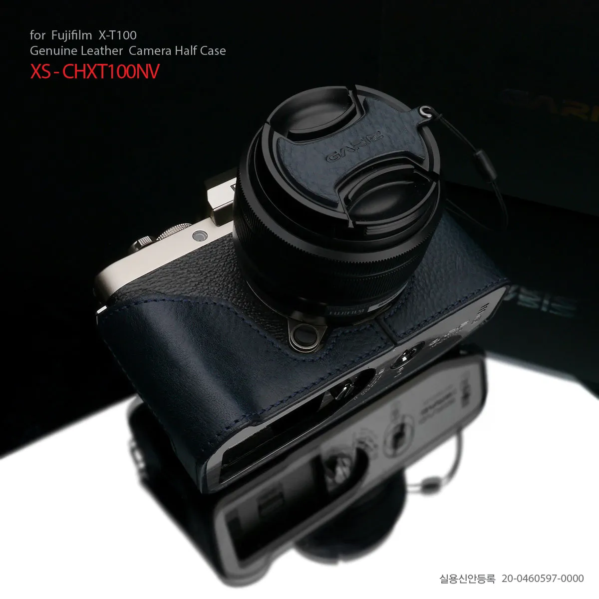 XS-CHXT100NV Leather Navy Camera Half Case w/ Capfix for Fujifilm X-T100