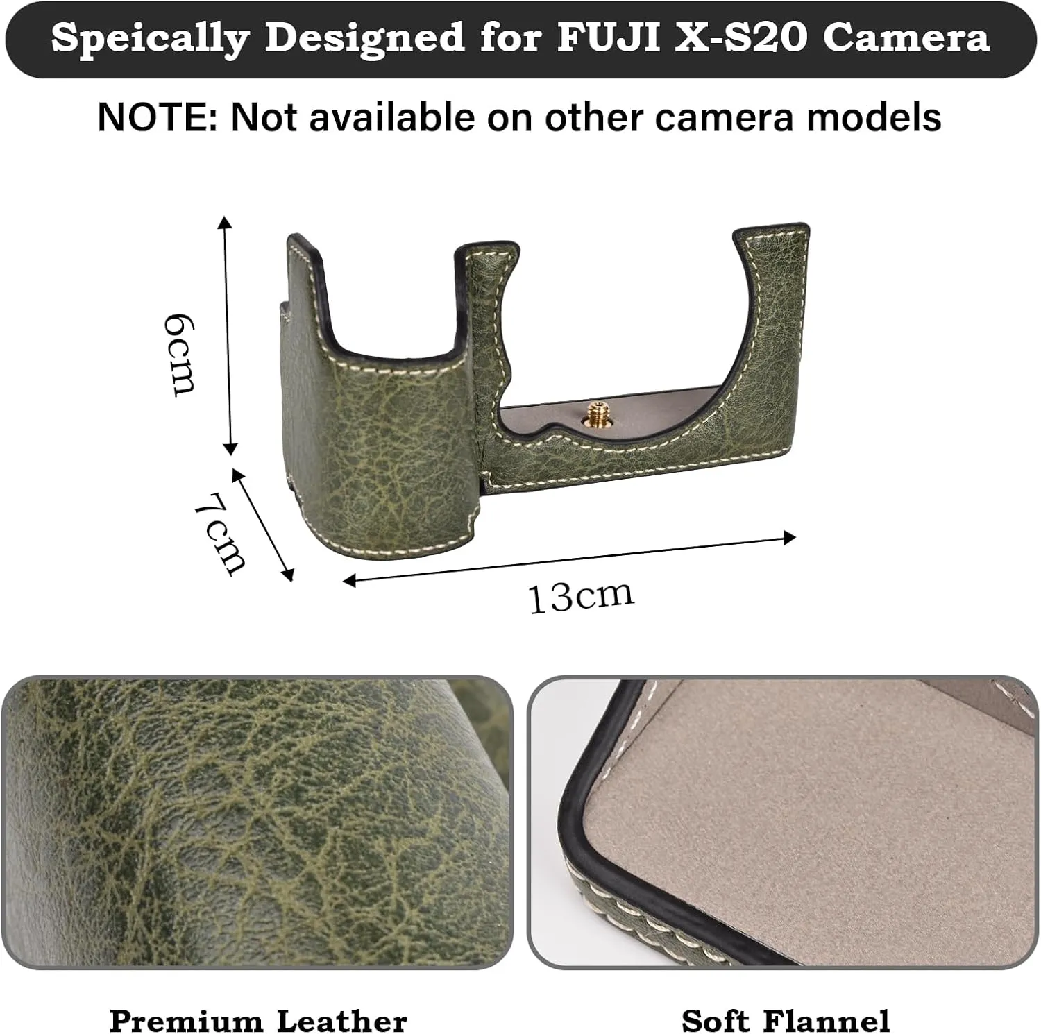 XS20 Case,Half Camera Case for Fuji XS20,PU Leather Camera Half Case Compatible with Fuji X-S20 Digital Camera - Green