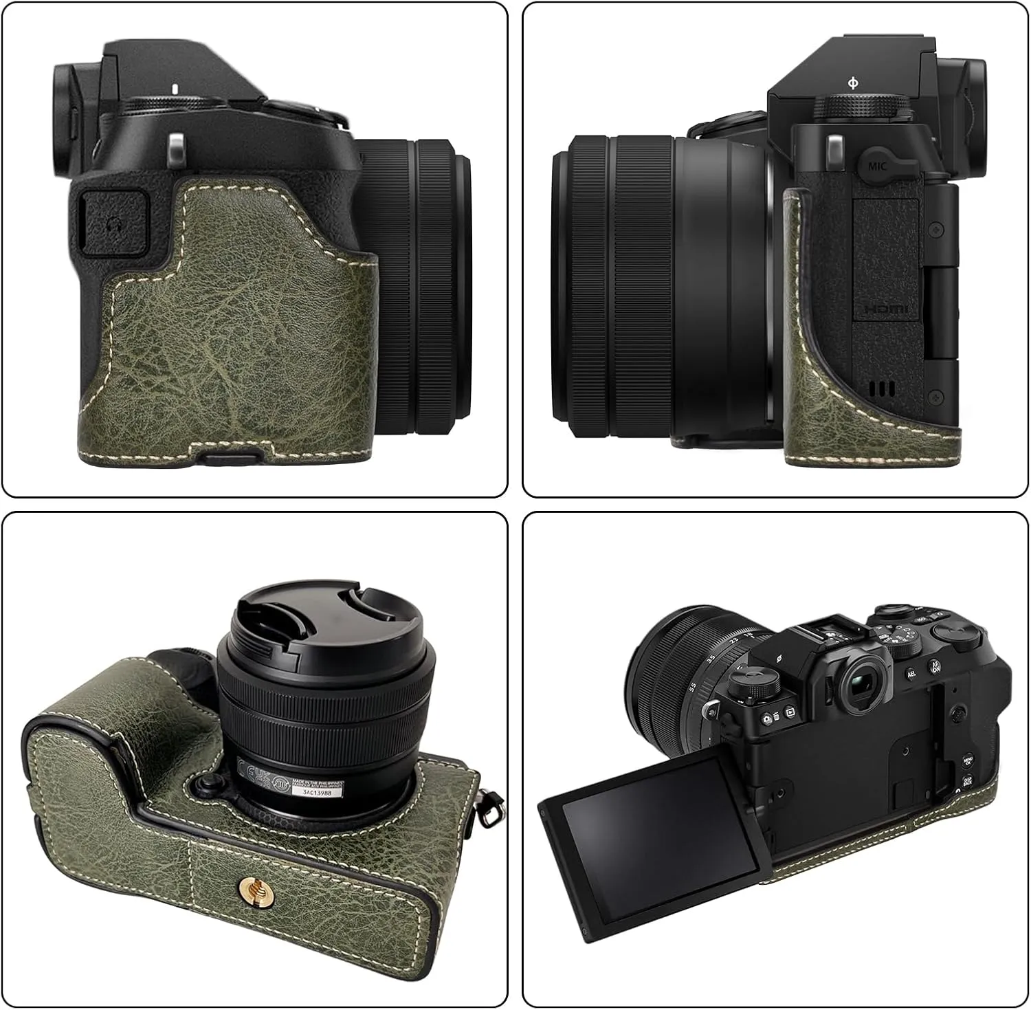 XS20 Case,Half Camera Case for Fuji XS20,PU Leather Camera Half Case Compatible with Fuji X-S20 Digital Camera - Green