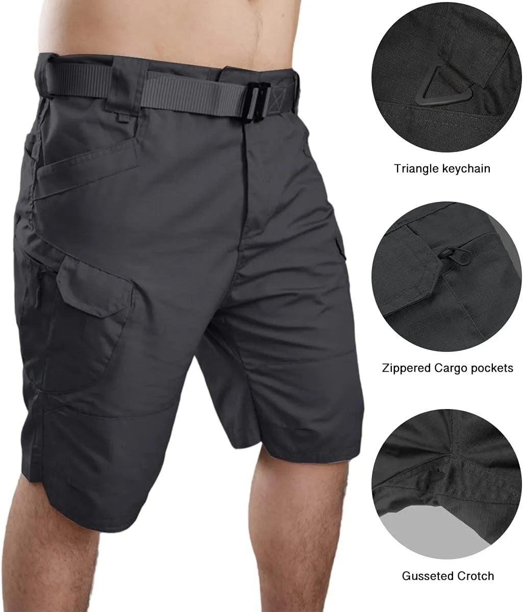YAXHWIV Mens Tactical Shorts 11" Waterproof Hiking Fishing Breathable Quick Dry Cargo Short Shorts Regular(NO Belt)