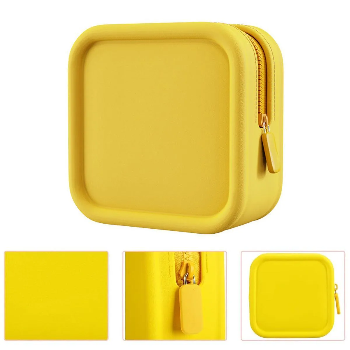Yellow Portable Cosmetic Bag Travel Organiser Toiletry Case for Makeup Storage