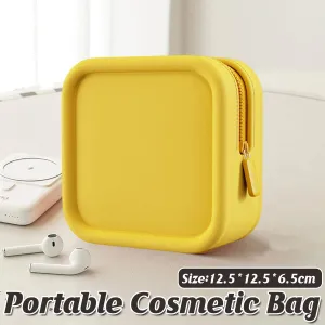 Yellow Portable Cosmetic Bag Travel Organiser Toiletry Case for Makeup Storage