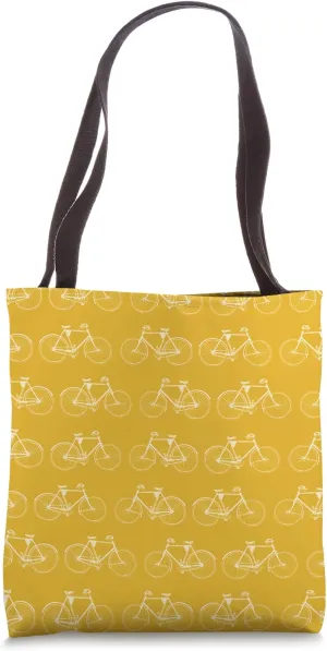 Yellow Vintage Bicycle Pattern Tote Bag